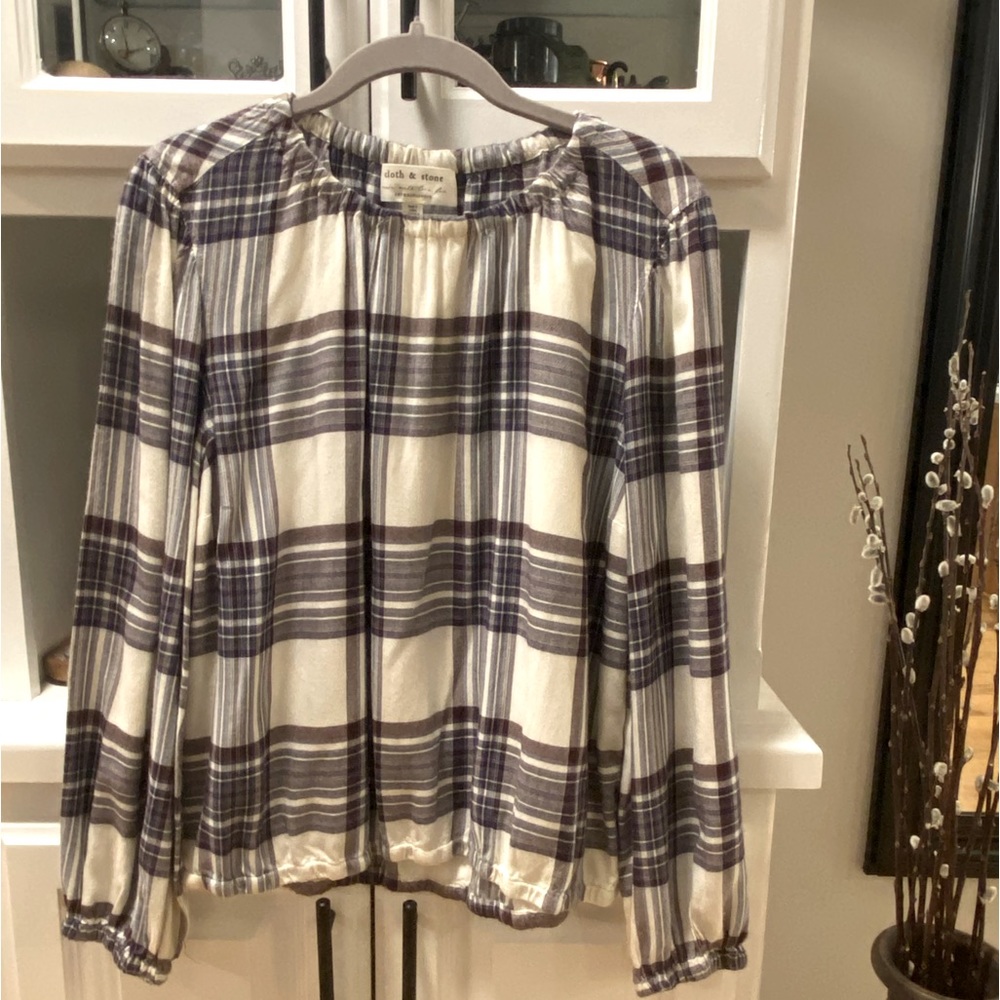 Anthropologie Cloth & Stone Plaid Top